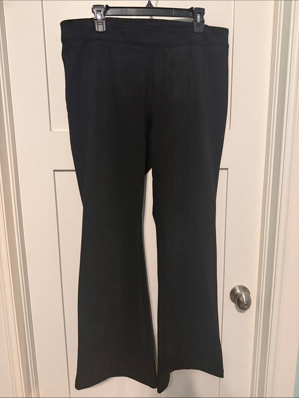 SPANX Black Faux Suede Boot-Cut Stretch Pants